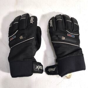 Swix Ski Gloves Black Adult Size M Aqua Vent Water Resistant Snowboarding
